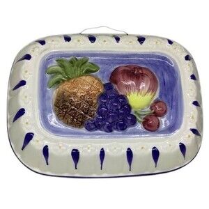 Sigma Taste Setter Ceramic Mold Fruit Blue White Jello Wall Hanging Cottage VTG